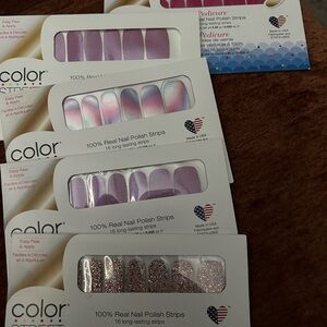 6 Color Street pink Lavender and Glitter Nail Strips